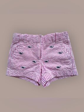 Vineyard Vines Girls Shorts Pink Gingham Whale Embroidered Size 2T NWT